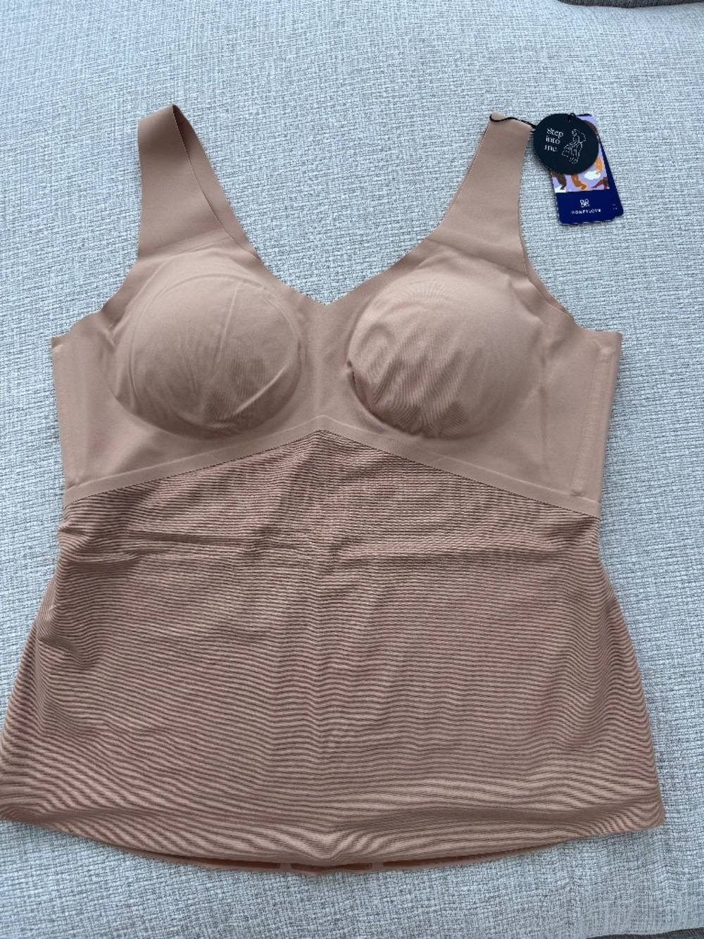 HONEYLOVE Women’s Liftwear Cami W/Built in Bra Tank Top Nude Sand Color 2X